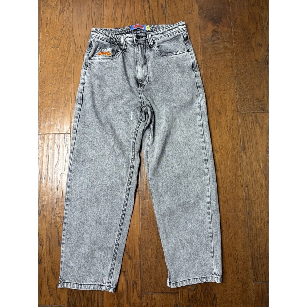 Empyre Skate Mens Jeans 28x28" Gray Loose Fit Baggy Faded Denim Streetwear